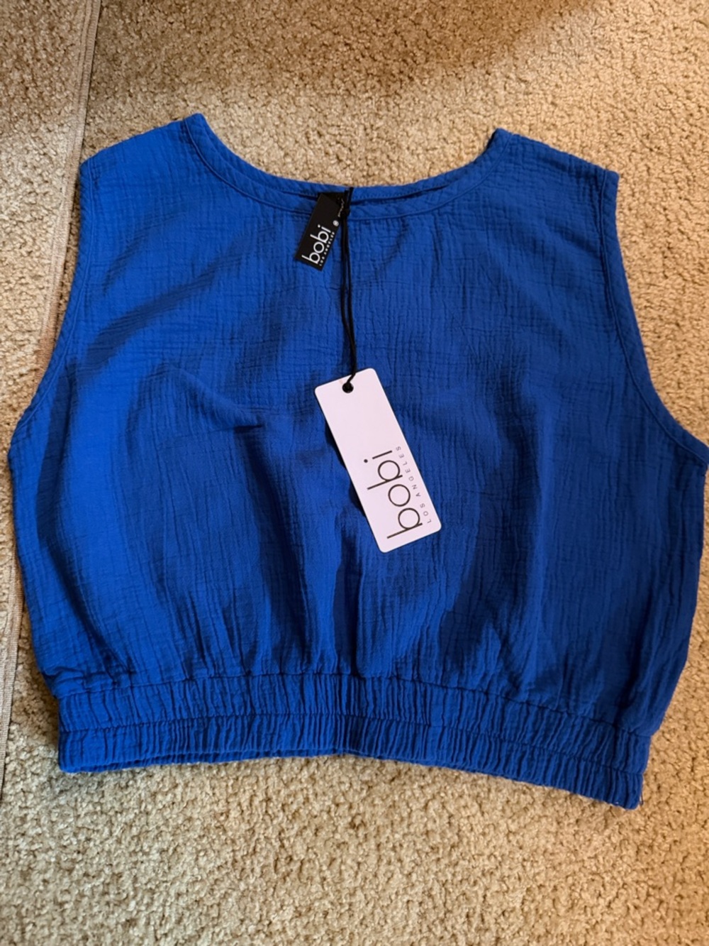 bobi Electric Blue Cropped Sleeveless Top